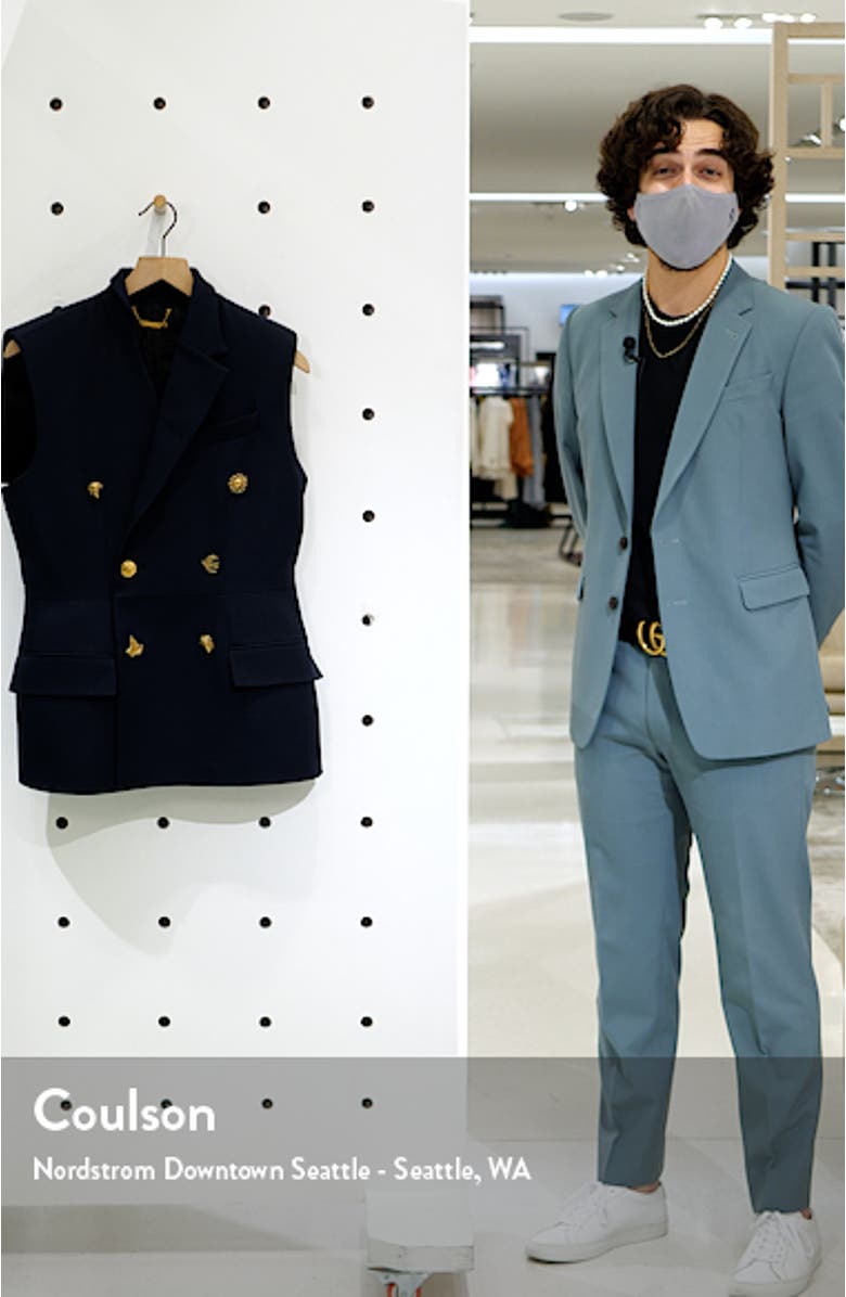 Charm Button Sleeveless Double Breasted Wool Jacket, sales video thumbnail