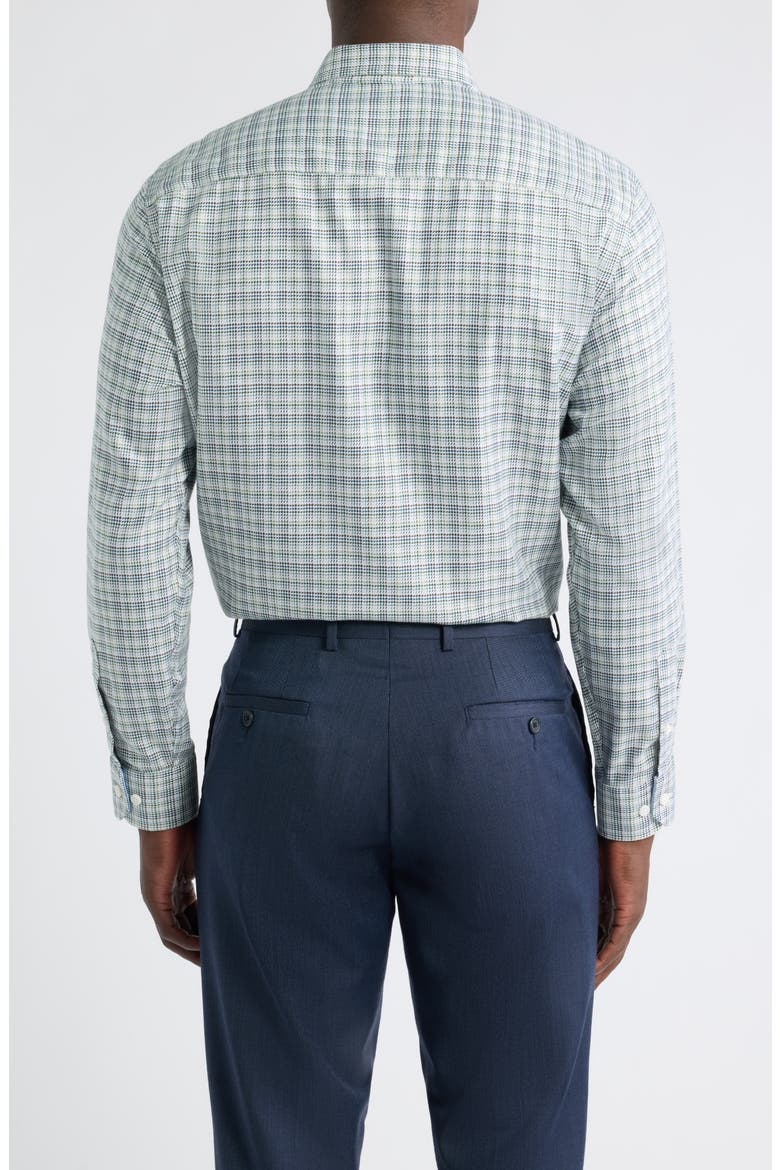 Ovation Check Non-Iron Cotton Button-Up Shirt, Alternate, color, GREEN/ NAVY HOUNDSTOOTH