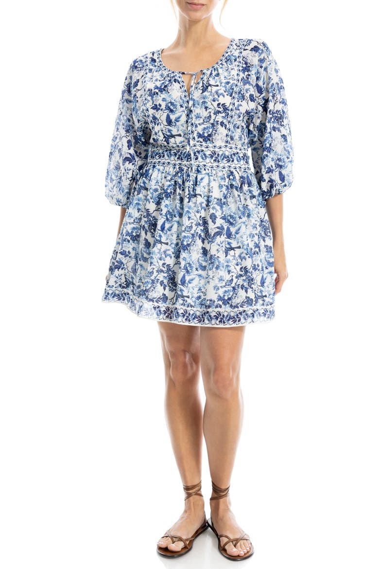 Puff Sleeve Minidress, Alternate, color, BLUE