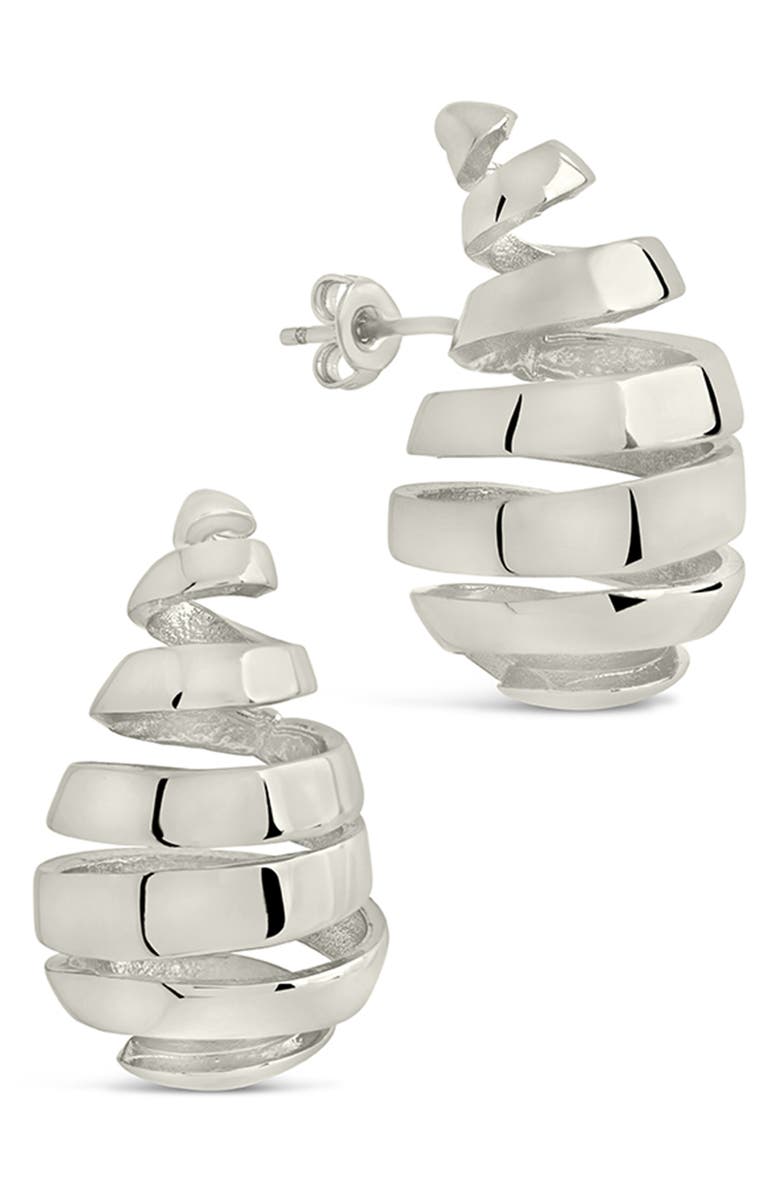 Sterling Forever Margot Ribbed Teardrop Stud Earrings, Main, color, Silver