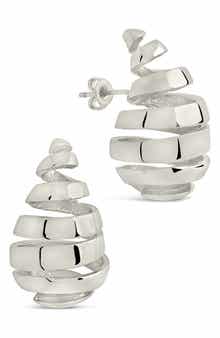 Sterling Forever Margot Ribbed Teardrop Stud Earrings