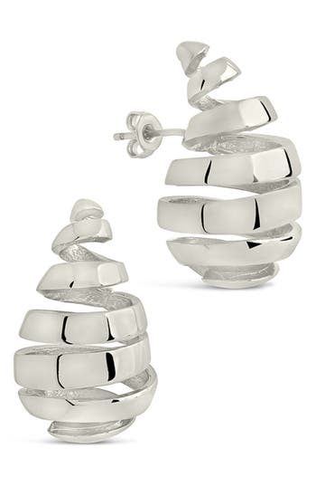 Sterling Forever Margot Ribbed Teardrop Stud Earrings In Metallic