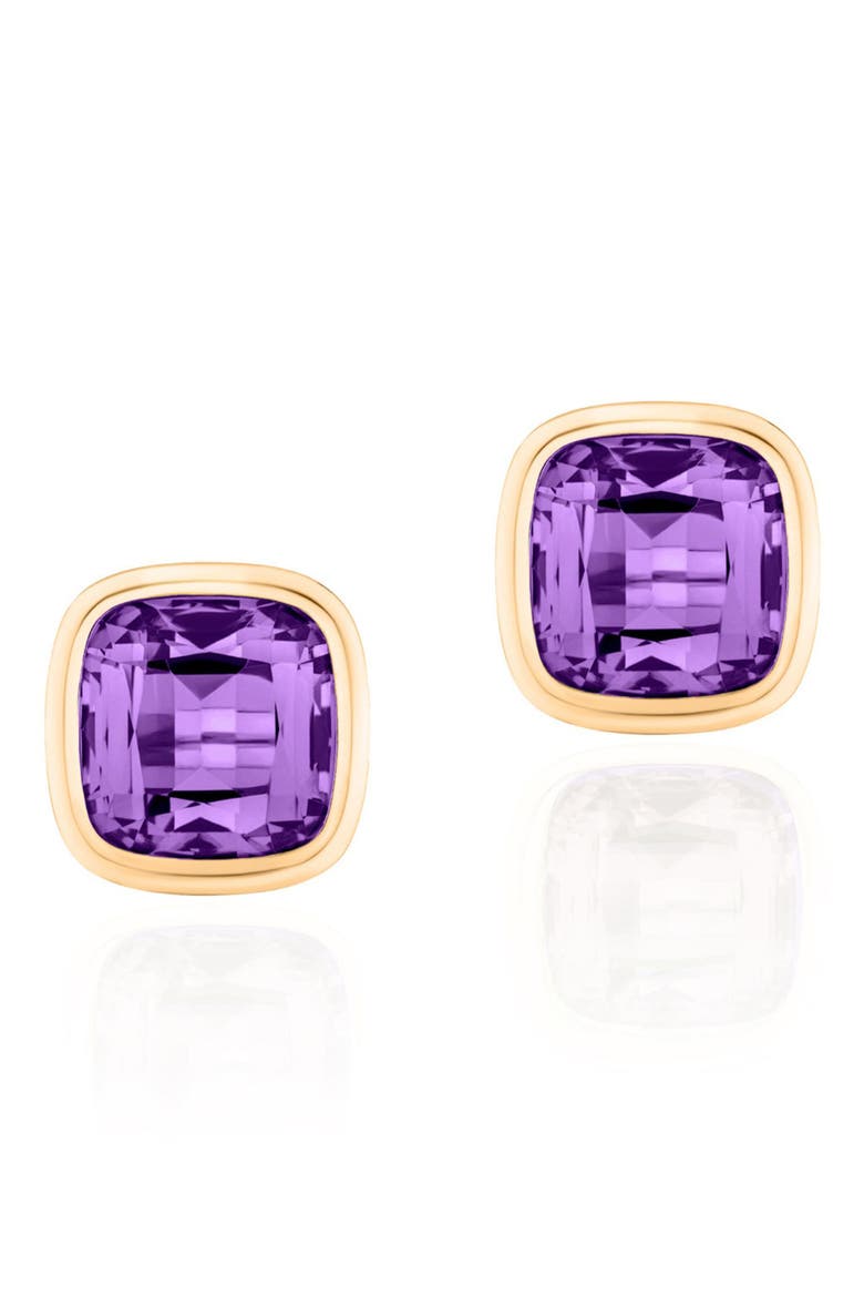 Manhattan Cushion Cut Stud Earrings, Main, color, PURPLE
