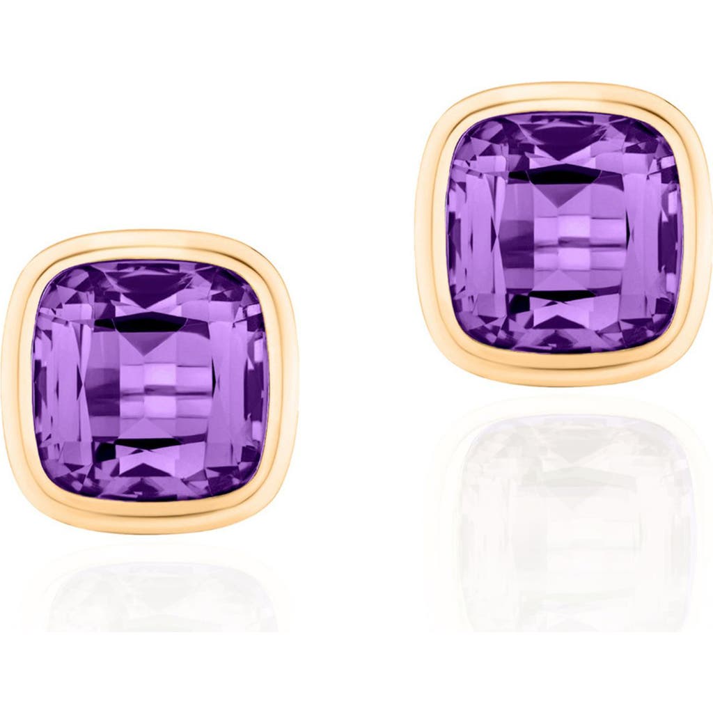 Goshwara Manhattan Cushion Cut Stud Earrings In Purple