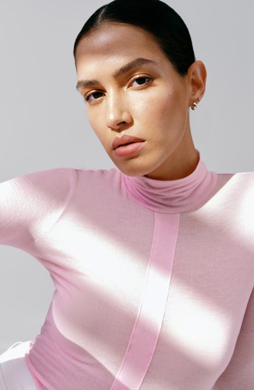 Marcella Amsterdam Sheer Jersey Turtleneck Top In Mauve
