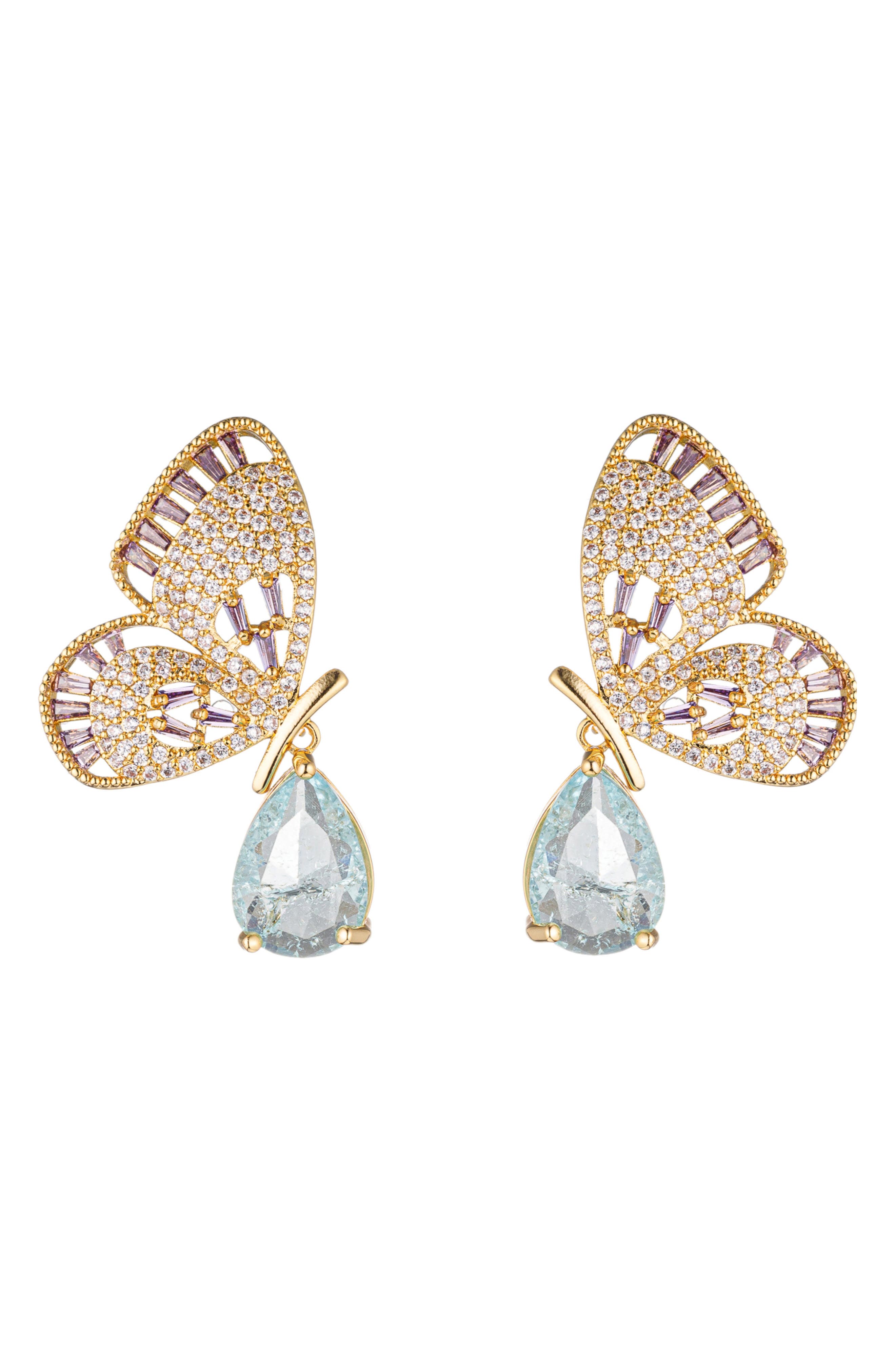 EYE CANDY LOS ANGELES Butterfly CZ Drop Earrings