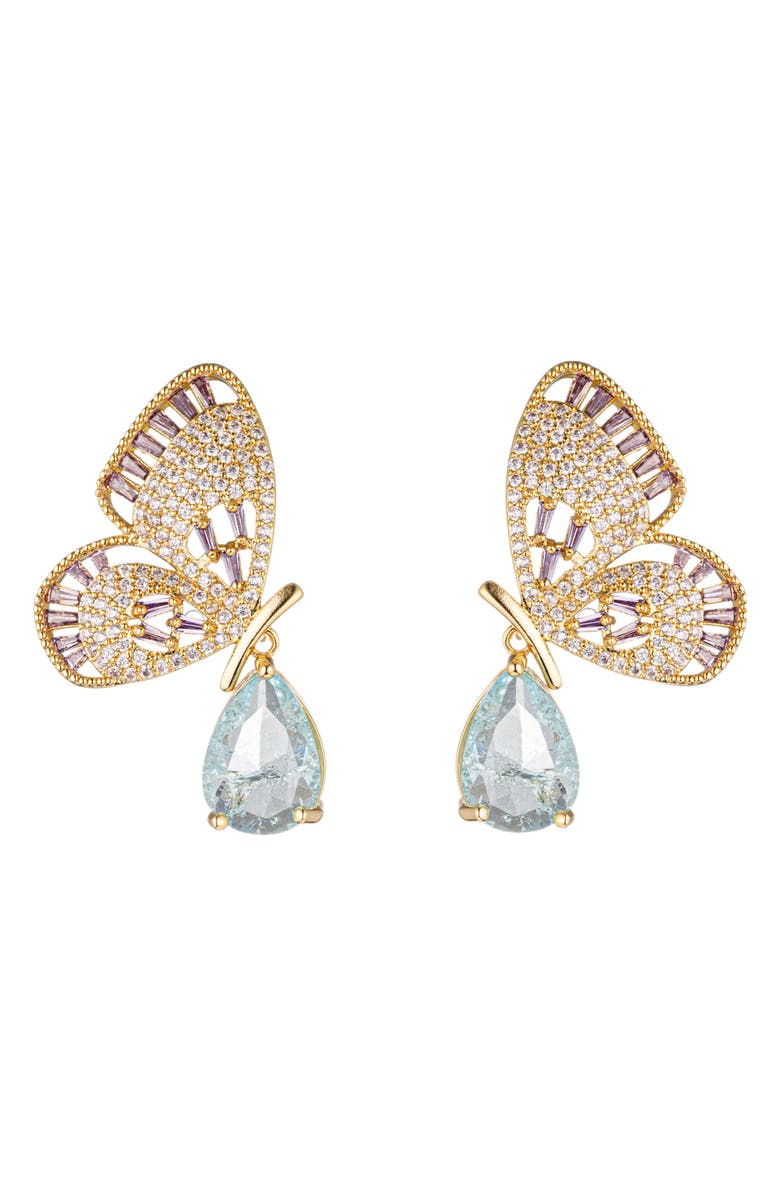 EYE CANDY LOS ANGELES Butterfly CZ Drop Earrings, Main, color, Gold