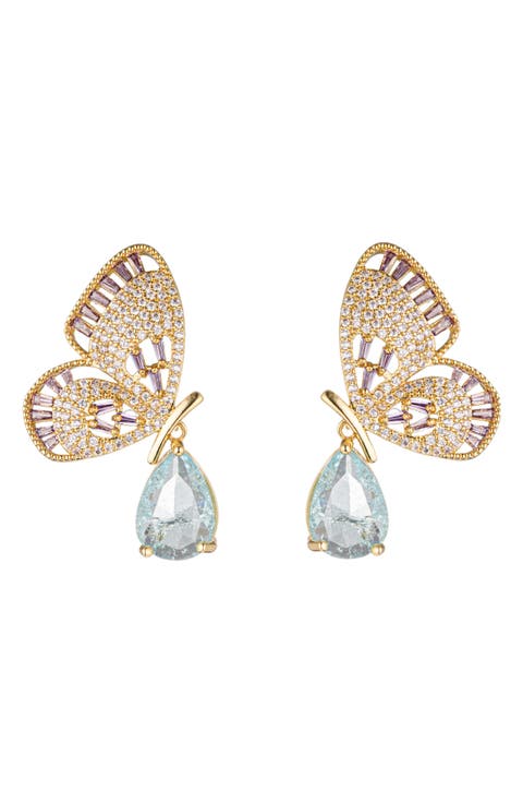 Butterfly CZ Drop Earrings