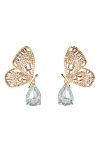 Butterfly CZ Drop Earrings