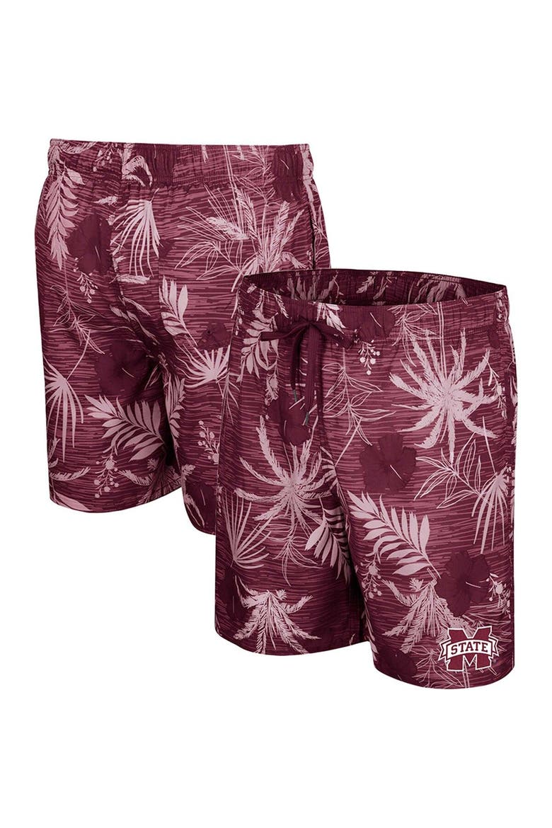 Men's Colosseum Maroon Mississippi State Bulldogs What Else is New Swim Shorts, Main, color, Maroon