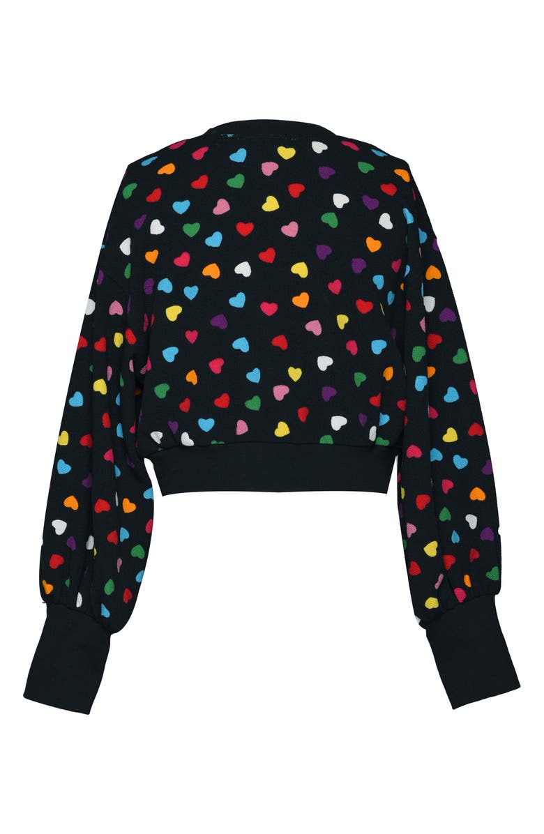 Truly Me Kids' Heart Crop Sweatshirt, Alternate, color, Black Multi Heart