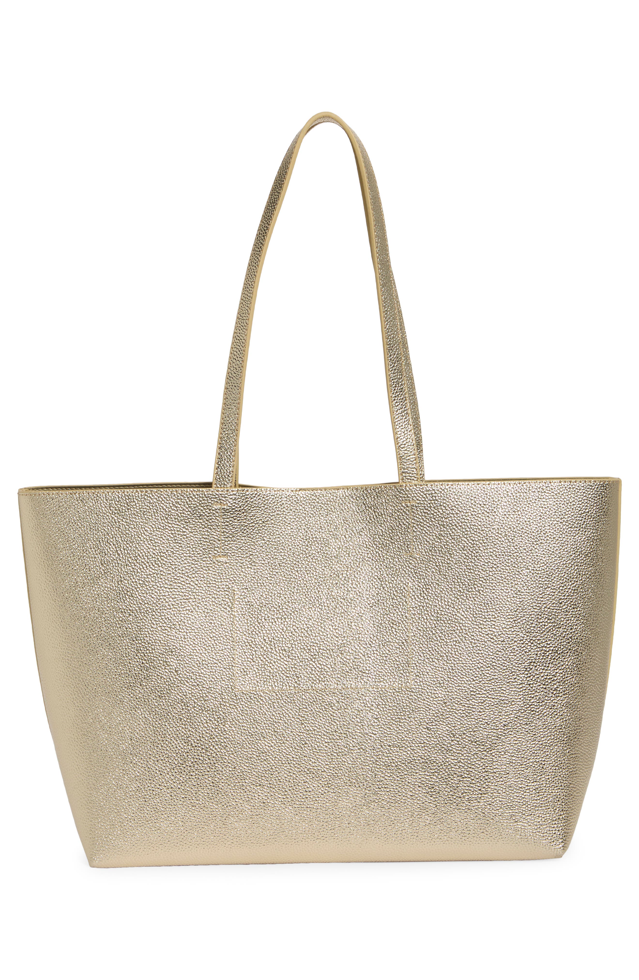 Angel Shopper Faux Leather Tote, Alternate, color, GOLD
