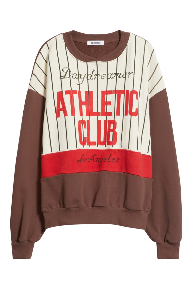 Athletic Club Colorblock Cotton Graphic Sweatshirt, Alternate, color, BROWN COMBO