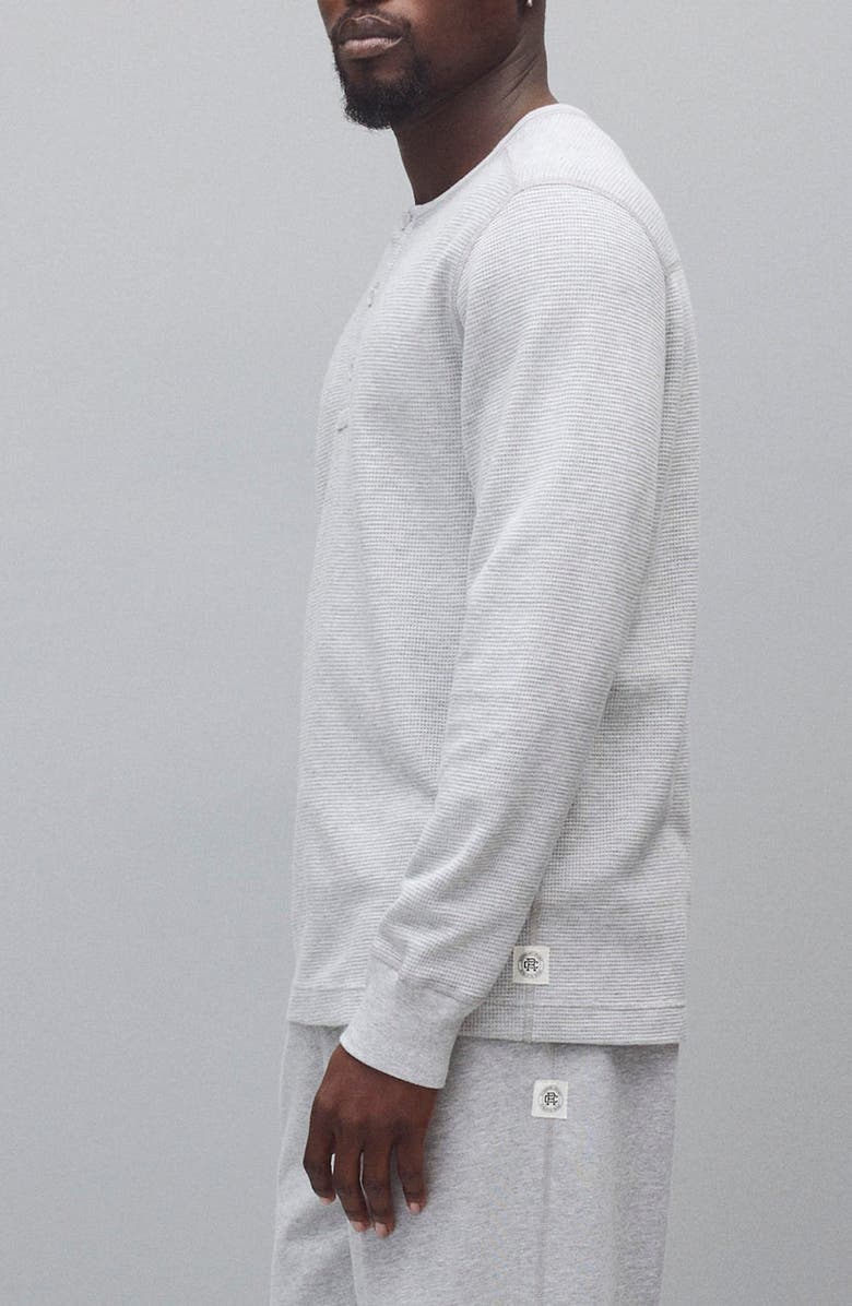 Reigning Champ Standard Fit Lightweight Waffle Knit Henley, Alternate, color, Heather Grey