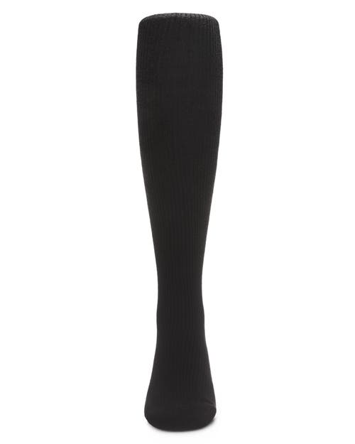 Memoi Thin Ribbed Cotton Tights In Black