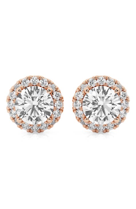 Lab Created Diamond Halo Stud Earrings - 1.20ctw