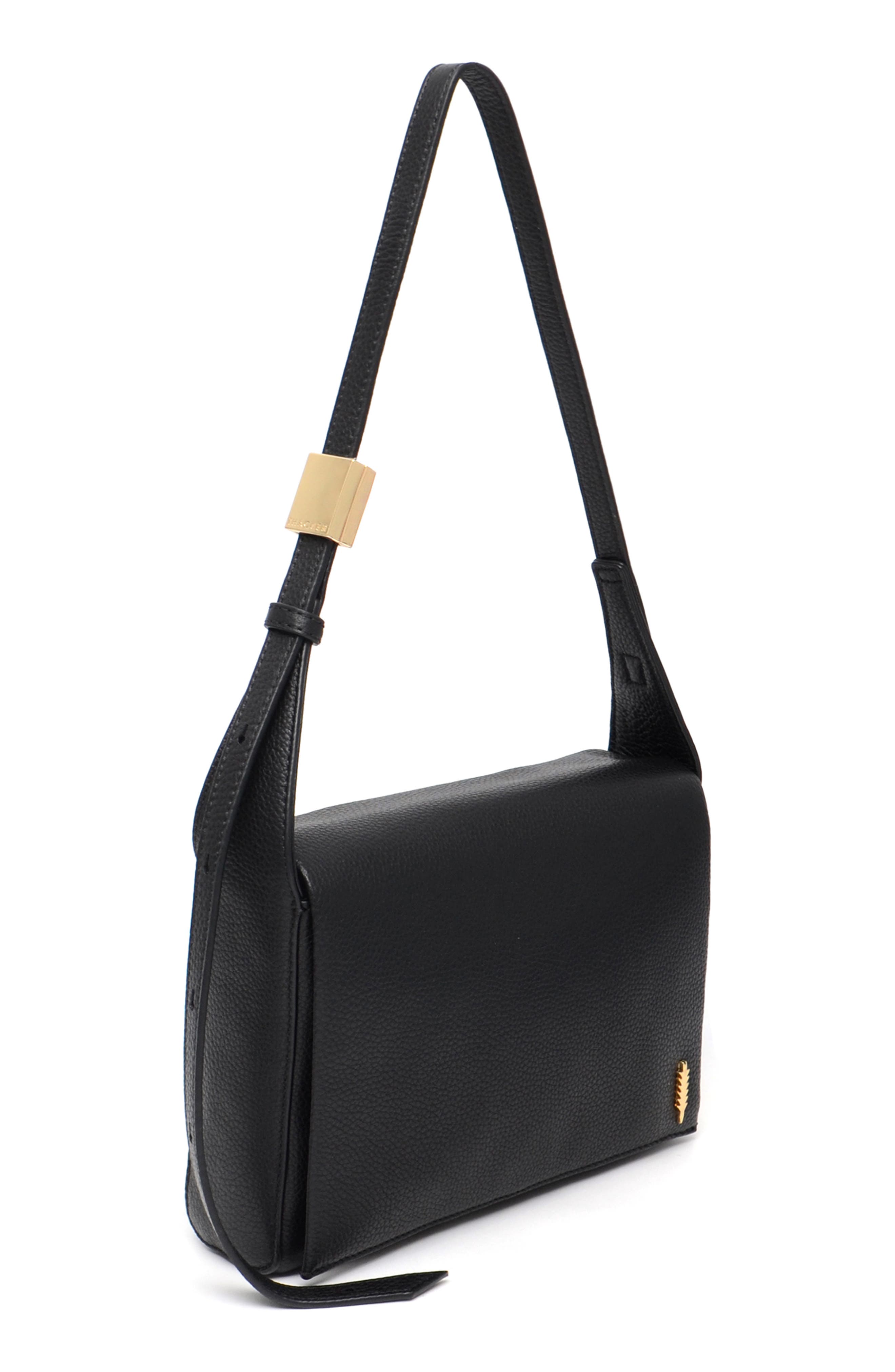 Thacker Jennie Leather Flap Shoulder Bag, Alternate, color, Black