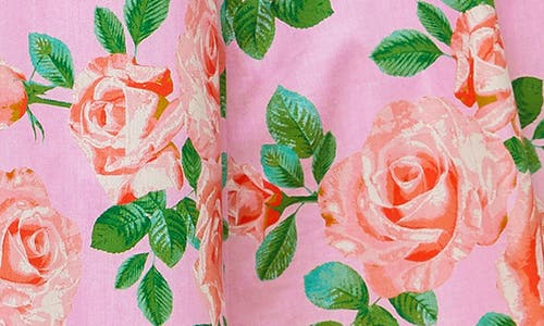 Flying Tomato Rose Print A-line Midi Dress In Blush