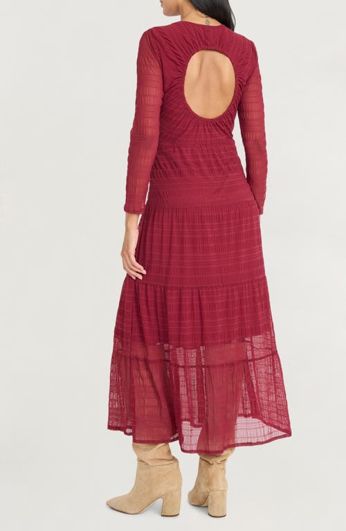 The Good Journey Midi Dress With Keyhole Back And Tier Dress In Red