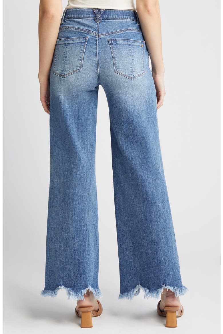 'Ab'Solution Raw Hem Wide Leg Jeans, Alternate, color, MID BLUE