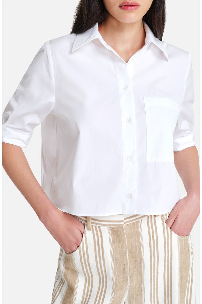 TWP Short Lived Elbow Sleeve Cotton Button-Up Shirt (Women) | Nordstrom