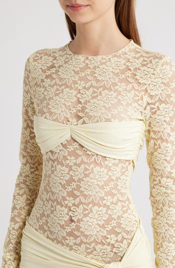 Midnight Long Sleeve Semisheer Lace Minidress