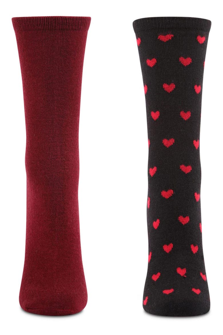Assorted 2-Pack Crew Socks, Alternate, color, BURGUNDY