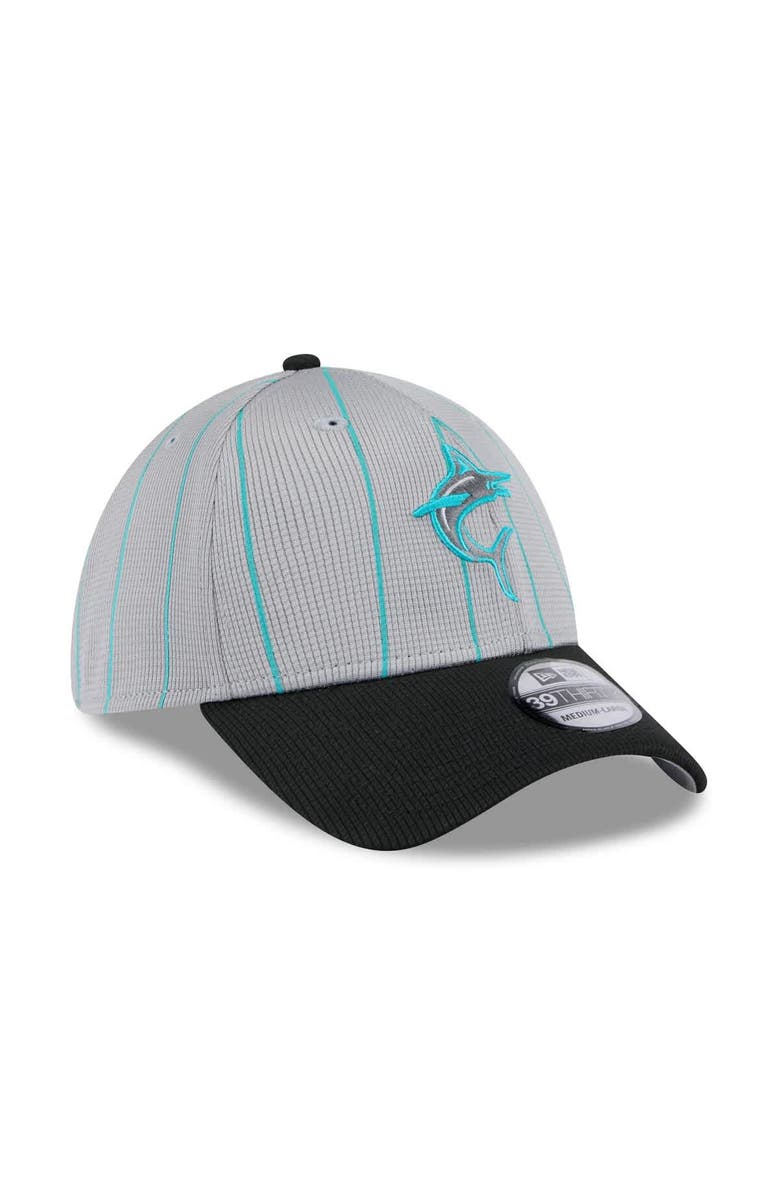 New Era Men's New Era Gray/Black Miami Marlins 2025 Batting Practice 39THIRTY Flex Hat, Alternate, color,