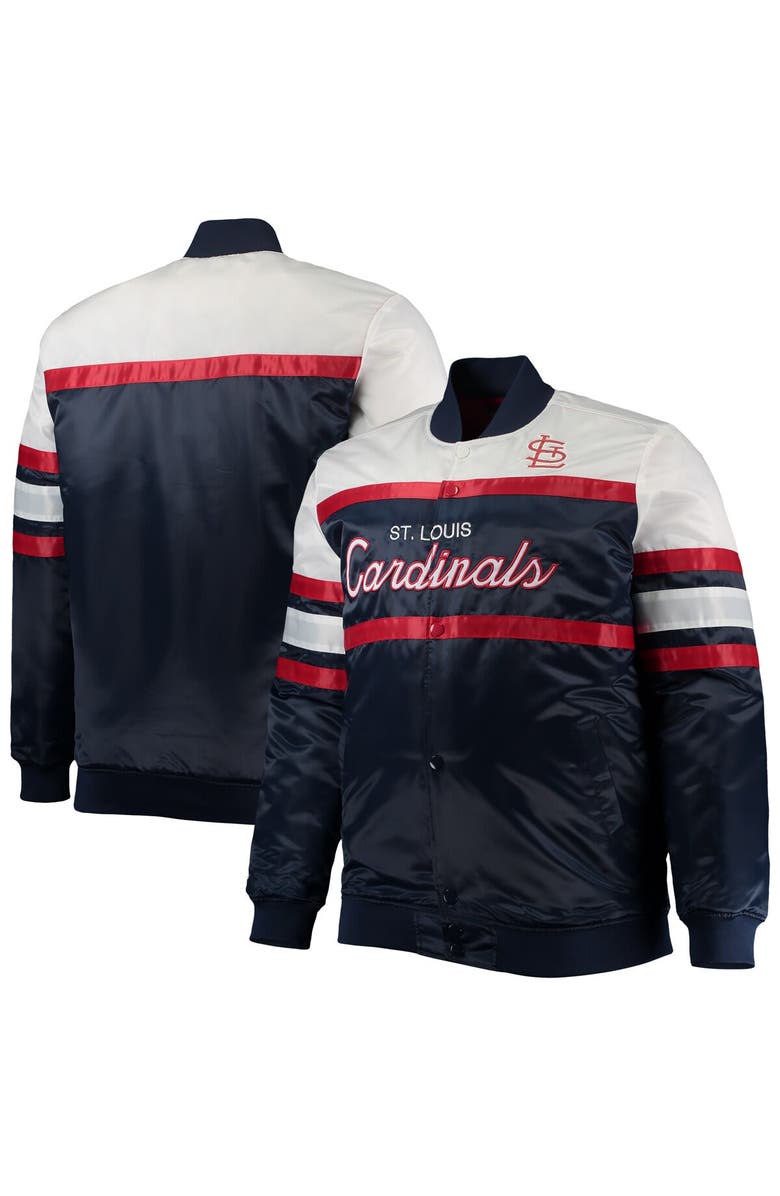 Mitchell & Ness Men's Mitchell & Ness Navy/Red St. Louis Cardinals Big & Tall Coaches Satin Full-Snap Jacket, Main, color, Navy