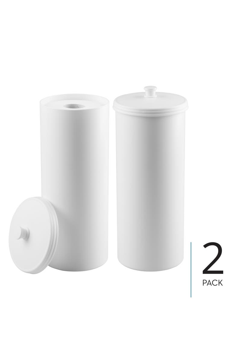 iDesign Freestanding Toilet Paper Canister, Set of 2, White, Made in USA, Alternate, color, White