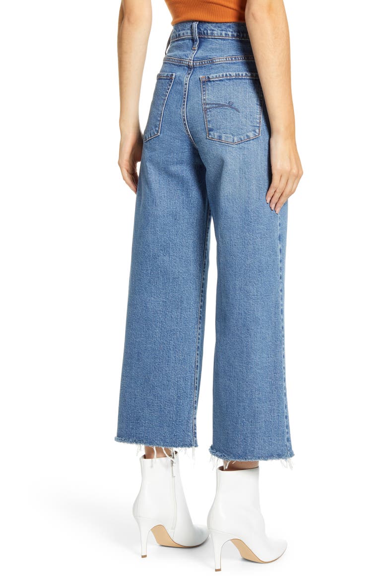 Milla High Waist Fray Hem Crop Wide Leg Jeans, Alternate, color, BELLO