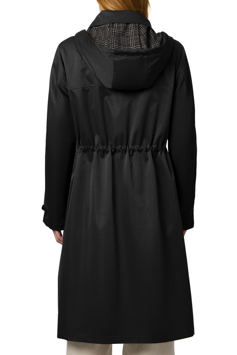 Longline Hooded Raincoat, Alternate, color, BLACK