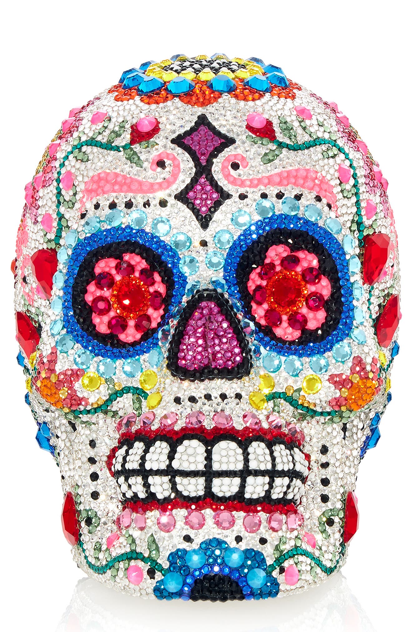 JUDITH LEIBER COUTURE Calavera Sugar Skull Crystal Clutch, Main, color, 