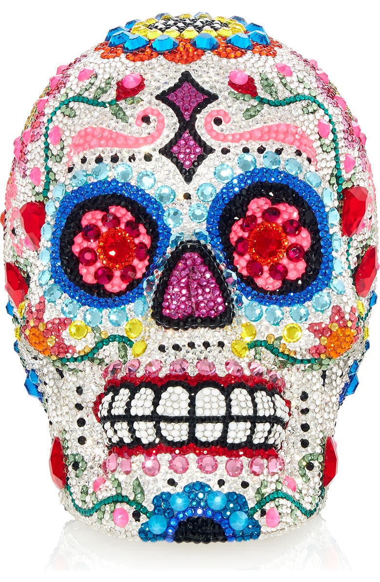 JUDITH LEIBER COUTURE Calavera Sugar Skull Crystal Clutch, Main, color,