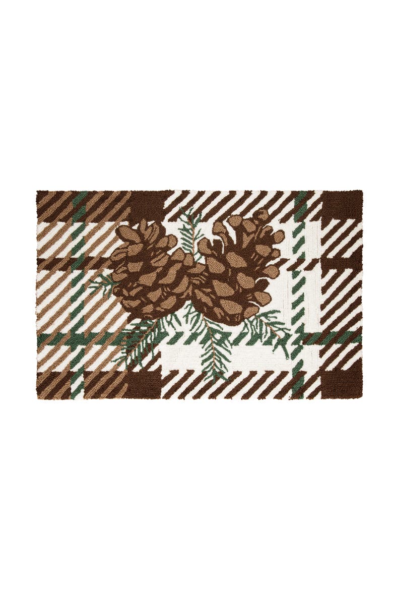 1'10" x 2'10" Pinecone Retreat Hooked Rug, Main, color, Brown