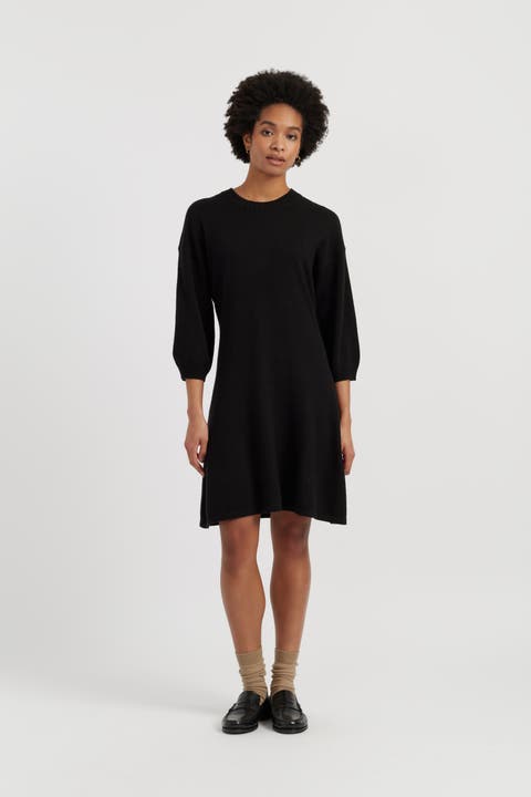 Wool-Cashmere Wide-Sleeve Dress
