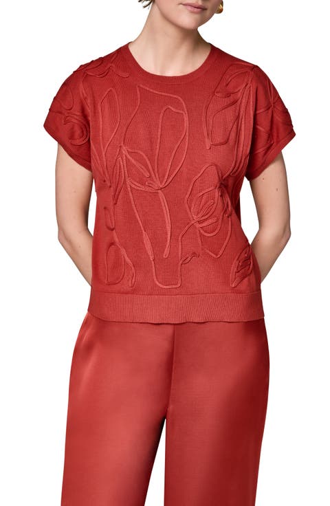 Embroidered Short Sleeve Cotton Sweater