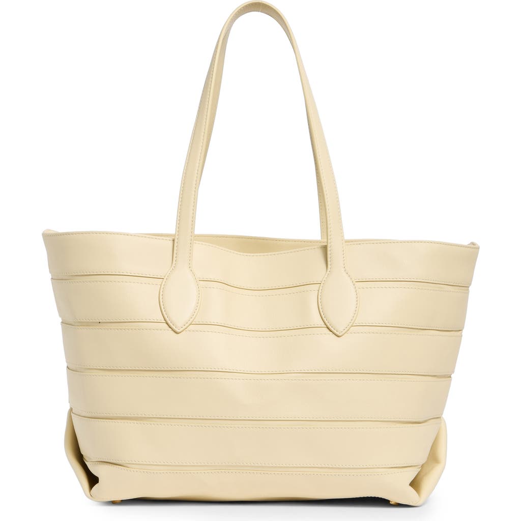 Khaite Florence Stripe Leather Tote In Cream