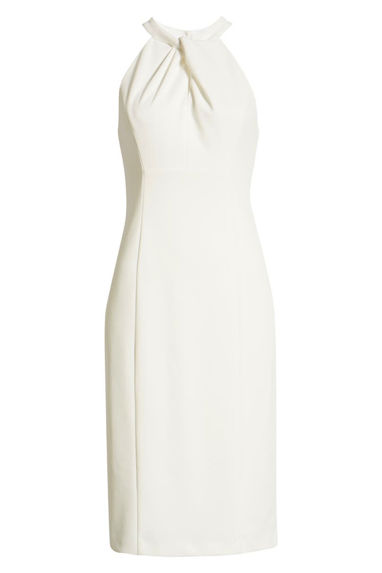 Twist Neck Sheath Dress, Alternate, color, IVORY