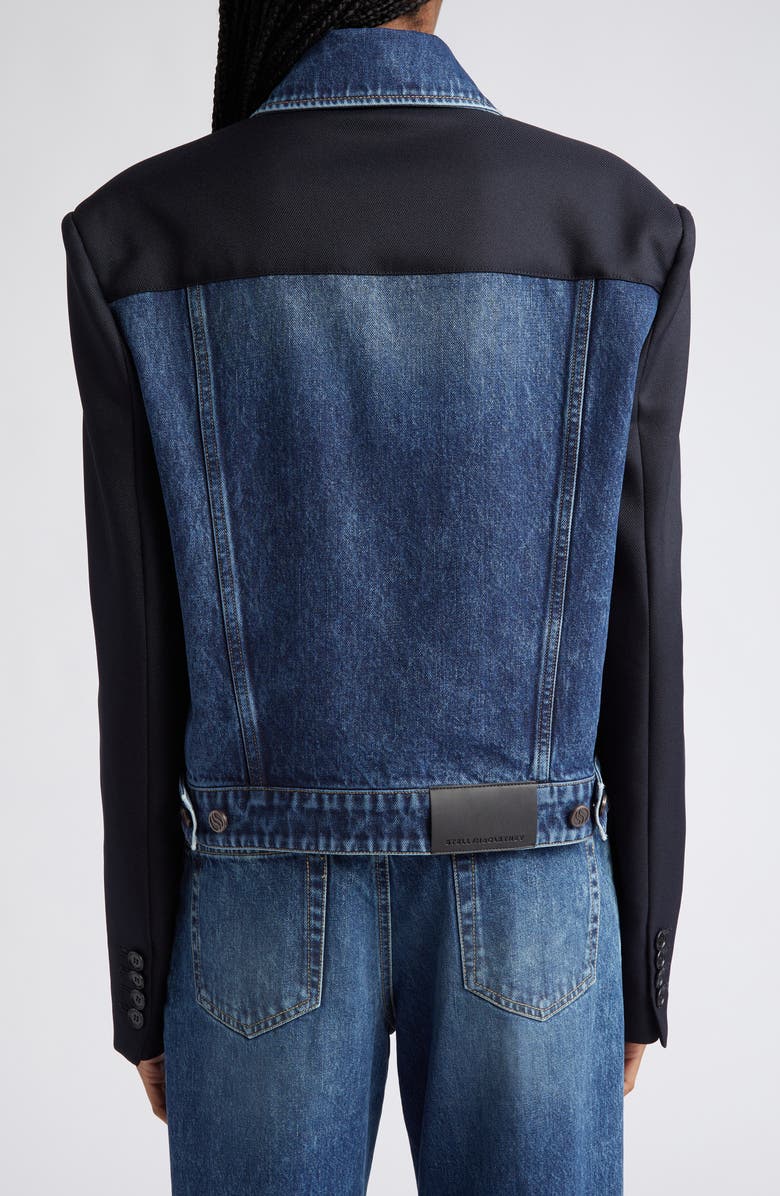 Stella McCartney Mixed Media Denim & Twill Trucker Jacket, Alternate, color, 