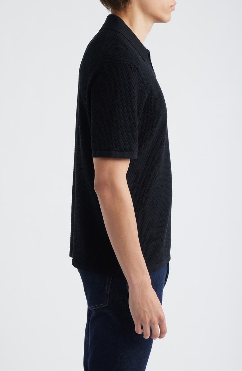 NN07 Paul 60016 Johnny Collar Textured Cotton Polo, Alternate, color, Black