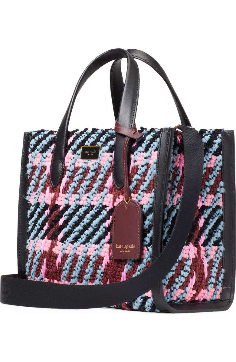 Kate Spade New York manhattan plaid chunky woven fabric tote, Alternate, color,