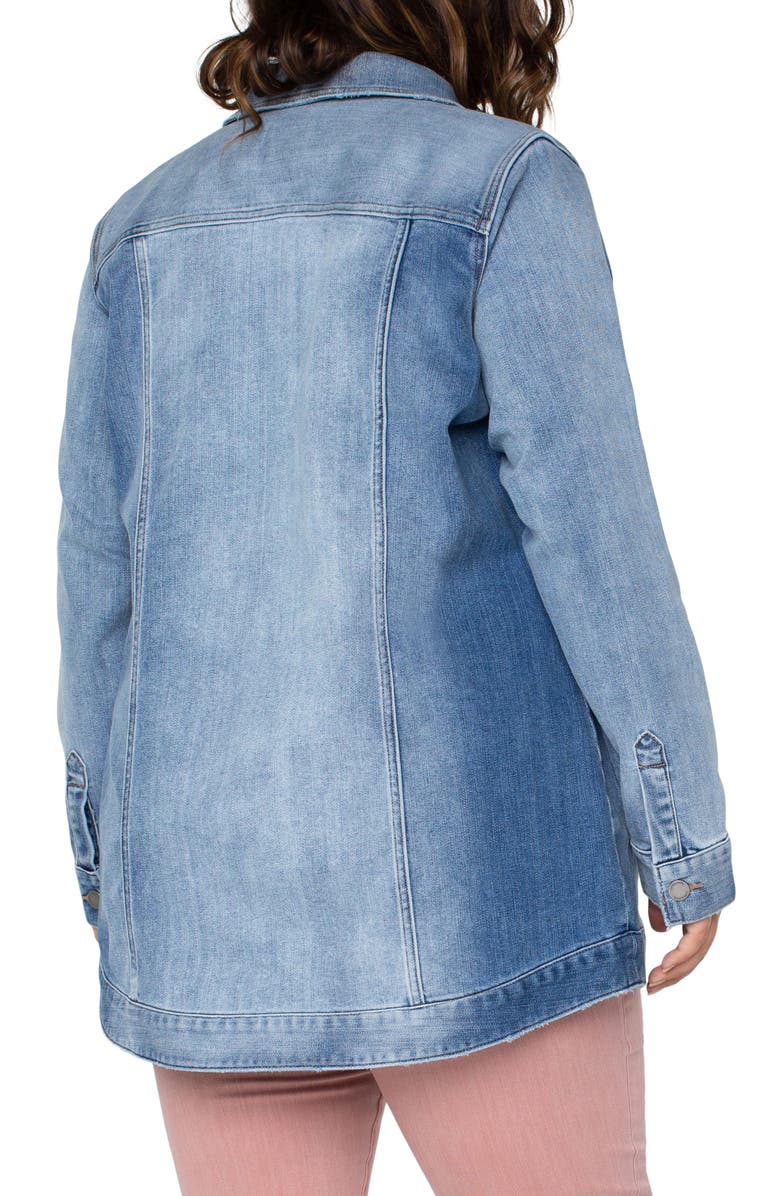 Liverpool Los Angeles High-Low Denim Shirt Jacket, Alternate, color, 