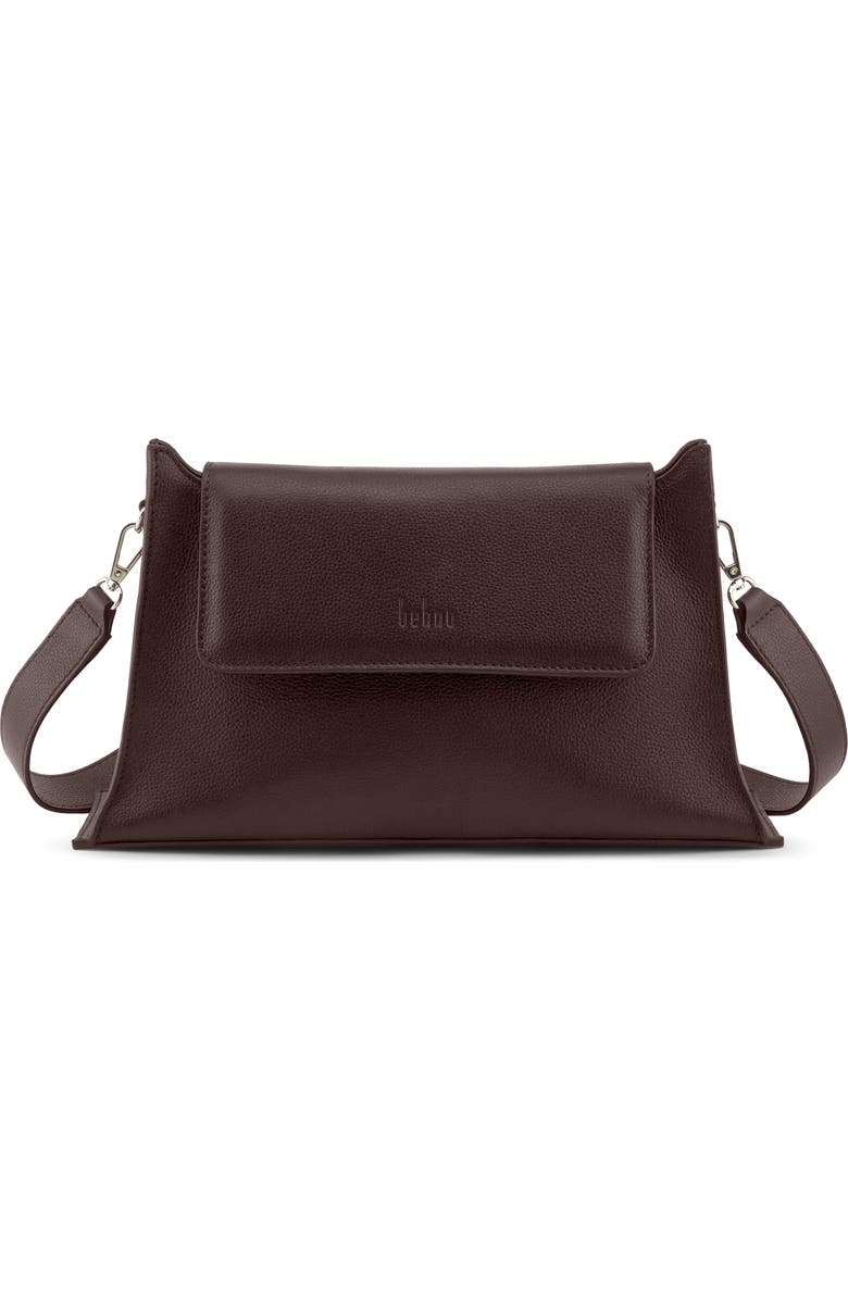 behno Winnie Pebble Leather Shoulder Bag, Main, color, Cacao