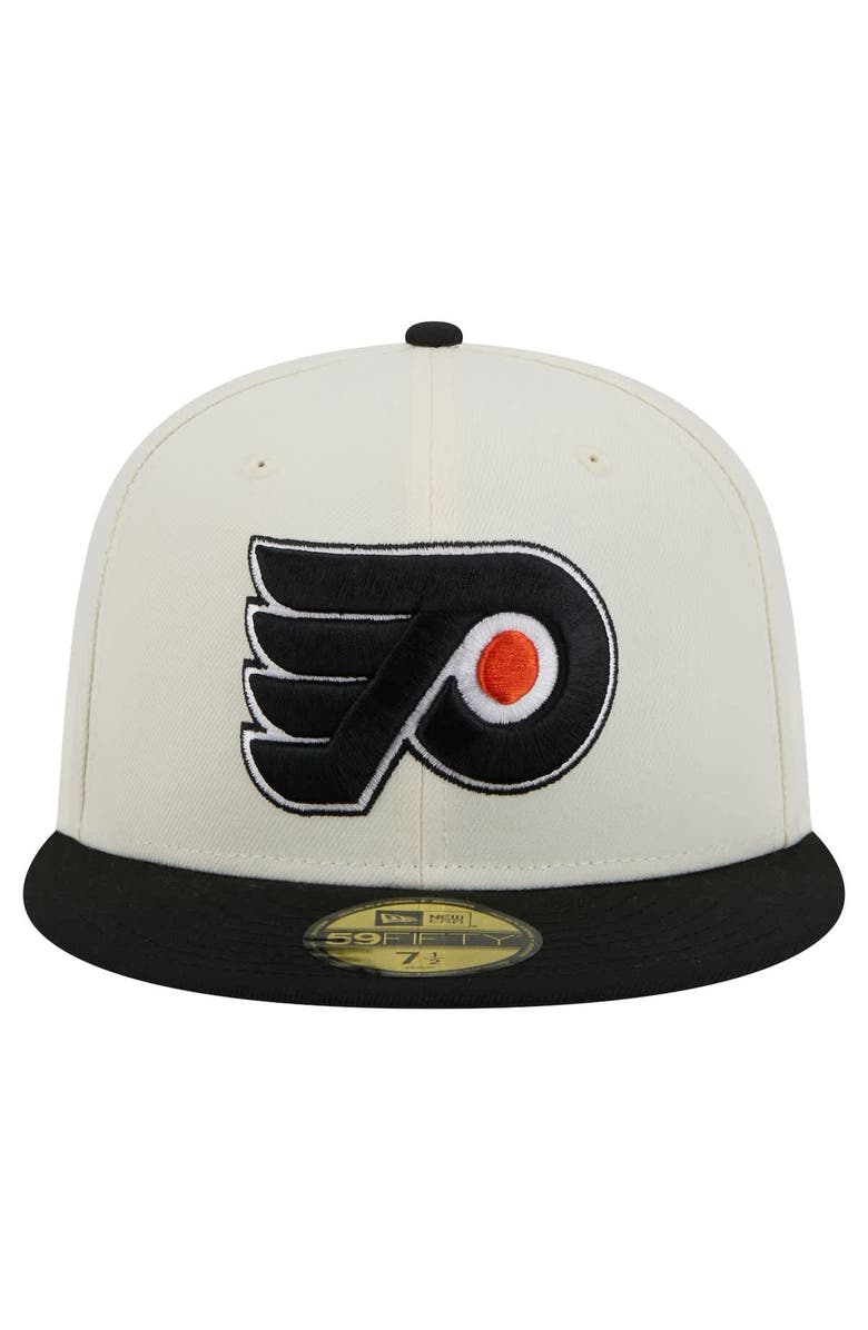 New Era Men's New Era White Philadelphia Flyers Chrome Two-Toned 59FIFTY Fitted Hat, Alternate, color, Cream