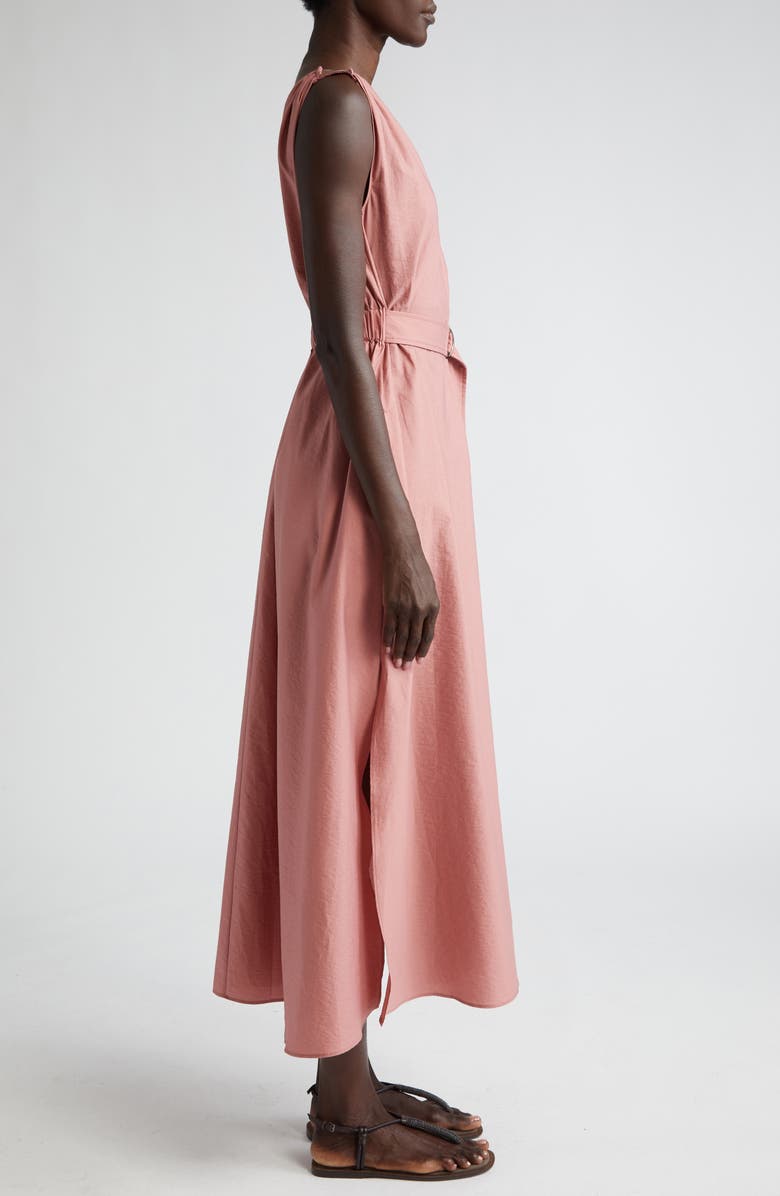 Brunello Cucinelli Sleeveless Cotton Blend Belted Dress, Alternate, color,