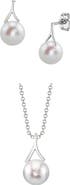 The Pearl Source White Freshwater Pearl Lindsey Pendant & Earring Set