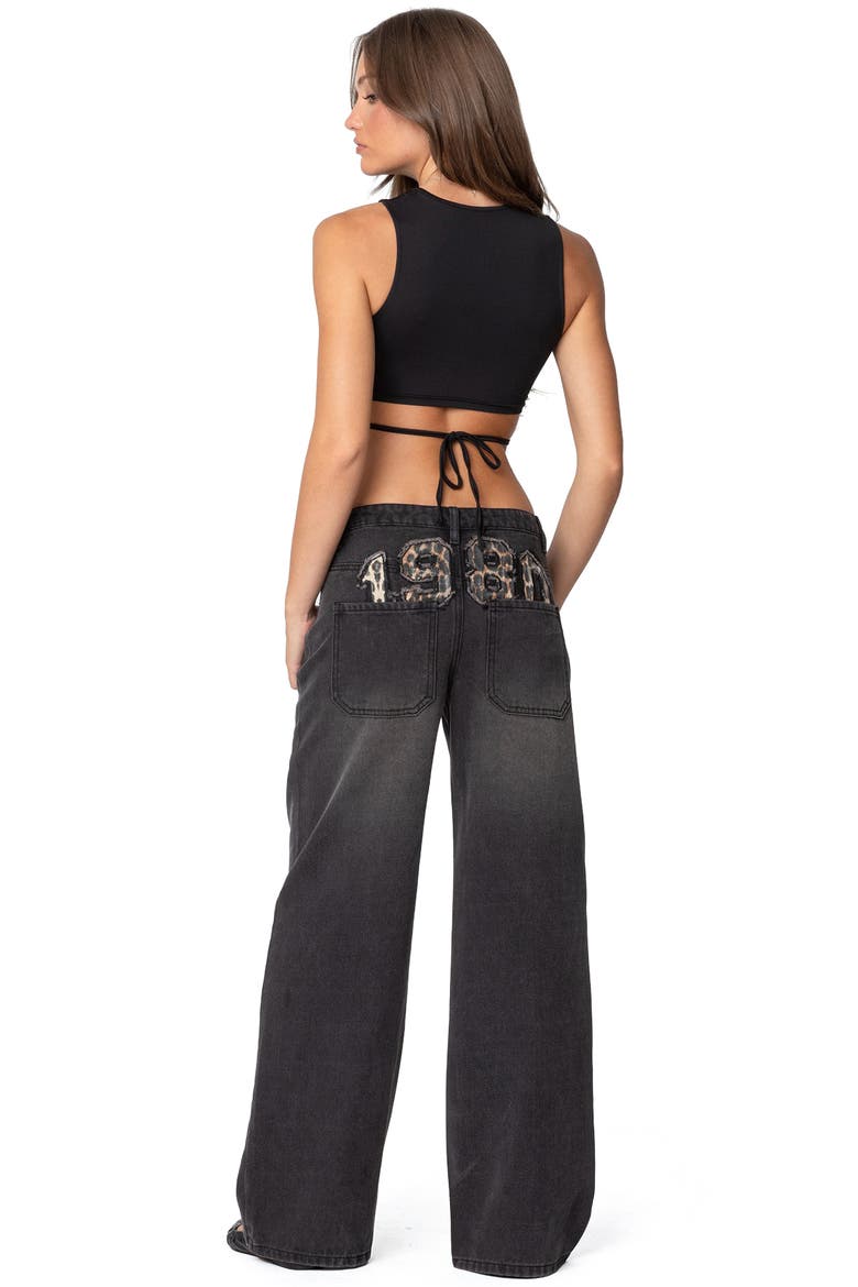 1980 Patch Wide Leg Jeans, Alternate, color, BLACK WASHED