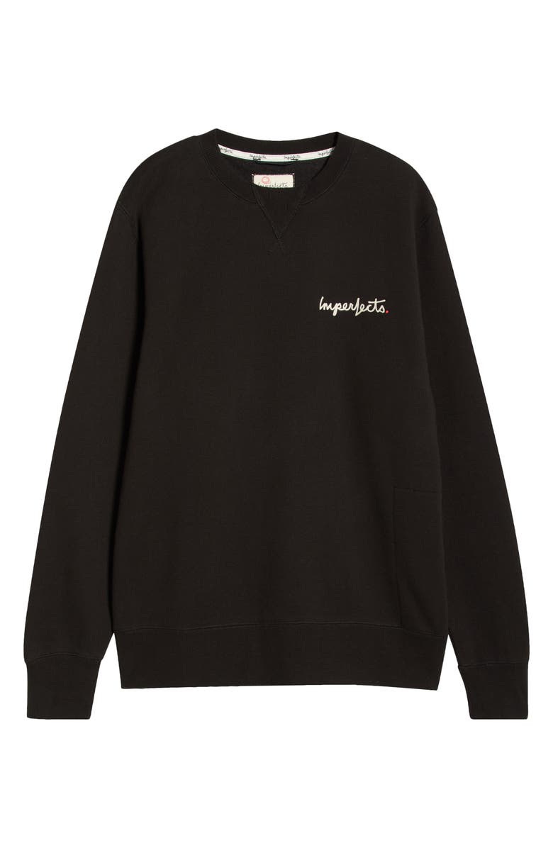 Imperfects Signature Crewneck Cotton Blend Fleece Sweatshirt, Main, color, Obsidian