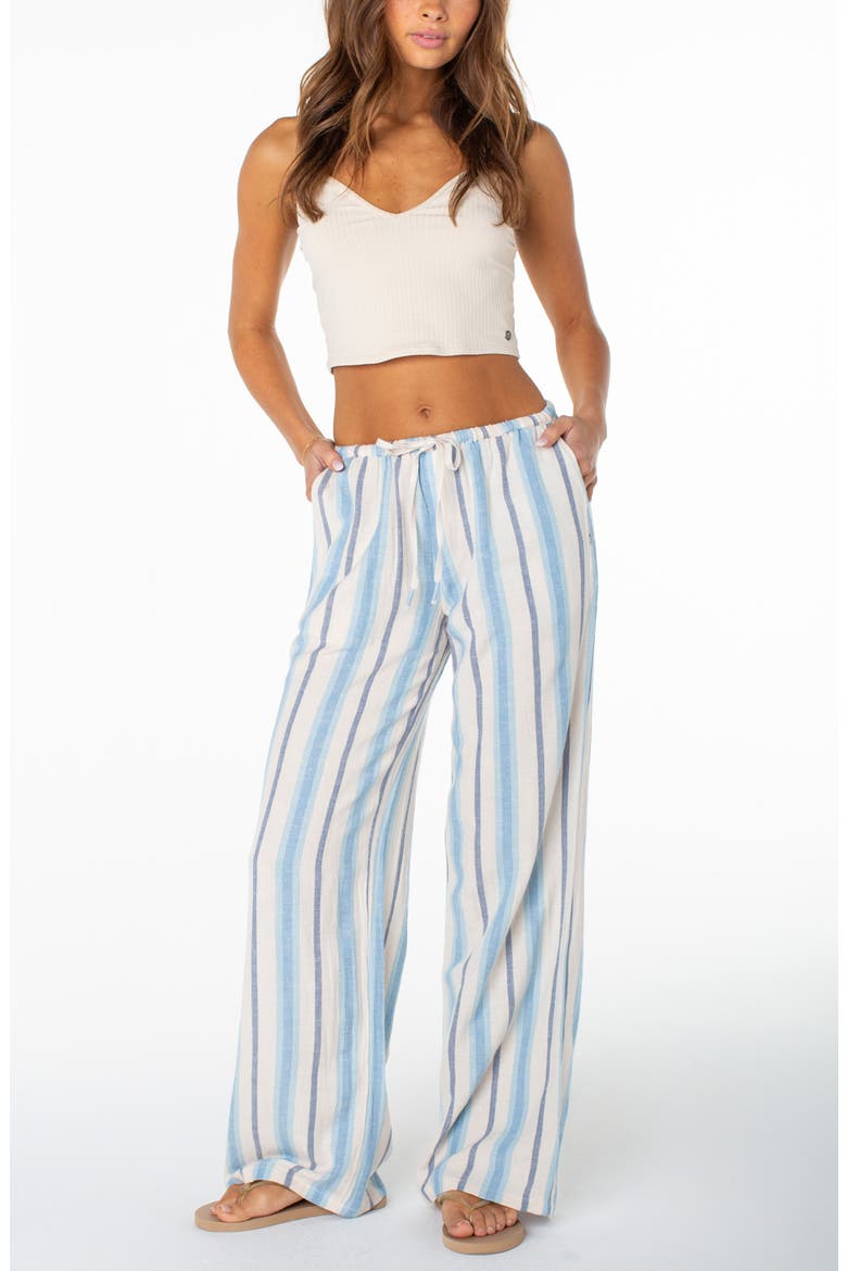 Iyla 2 Stripe Wide Leg Drawstring Pants, Alternate, color, CERULEAN